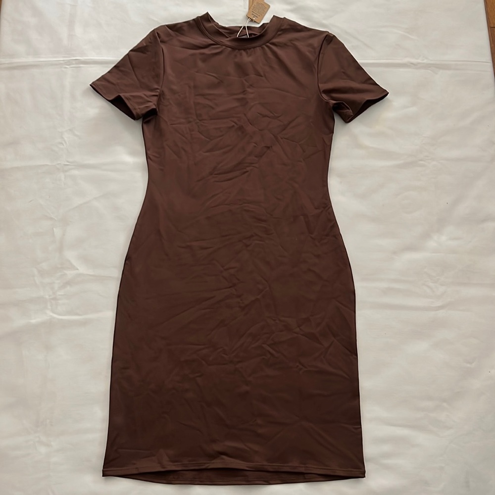 SKIMS Short Sleeve Brown T-Shirt Swim Dress